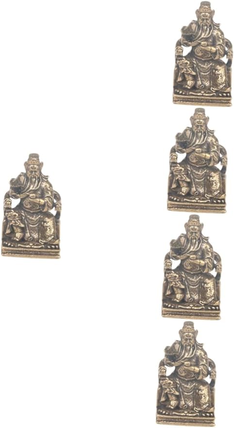 DECHOUS 5pcs Brass Guan Gong Gods of Fortune Statue Chinese Wealth Decor Lord of Success Sculpture Guan Yu Statue Dinner Table Decor Statue Decor Office Supplies God of Wealth Dining Table