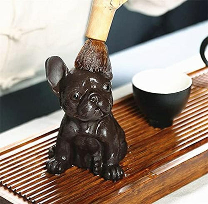 EatingBiting Bulldog Statue Chinese Style Ceramic Purple Clay Dog Tea Pet for Kungfu Tea Tray Handmade Zisha Puppy Figurine