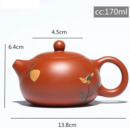 ZHSDTHJY Ceramic Teapotyixing Zisha Teapot Painted Xishi Teapot Raw Soil Tea Set Chinese Handmade Zisha Teapot 170Ml