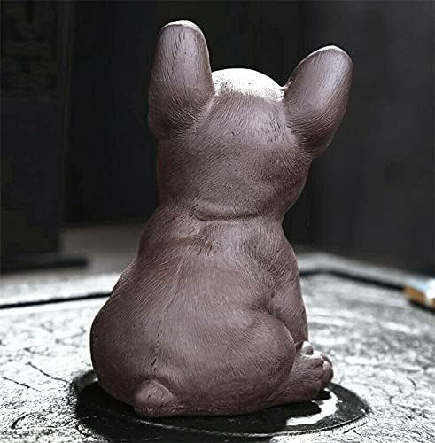 EatingBiting Bulldog Statue Chinese Style Ceramic Purple Clay Dog Tea Pet for Kungfu Tea Tray Handmade Zisha Puppy Figurine