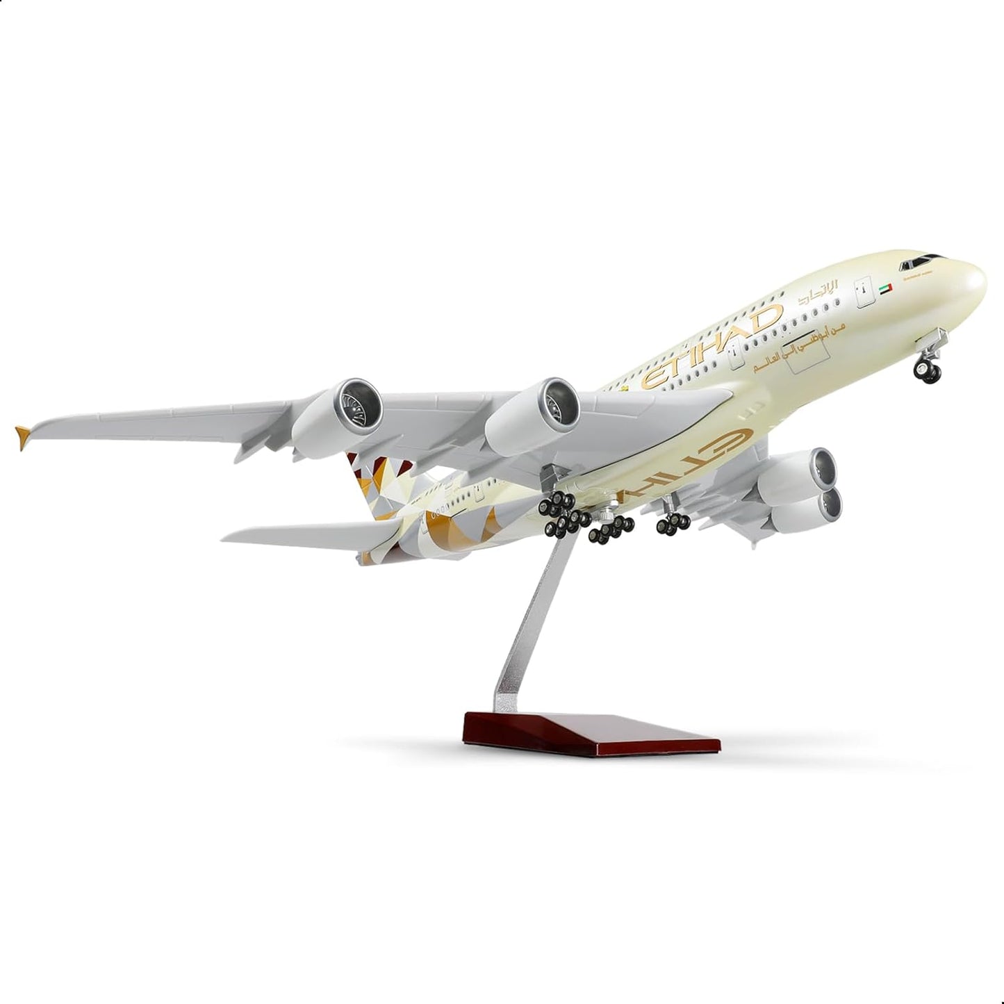A380 Qatar 1/160 Large Scale Airplane Model - 18 inches Airbus A380 Die-cast Airplane with Stand for Aviation Enthusiasts Gifts or Decorations
