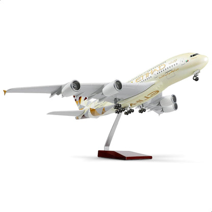 A380 Qatar 1/160 Large Scale Airplane Model - 18 inches Airbus A380 Die-cast Airplane with Stand for Aviation Enthusiasts Gifts or Decorations