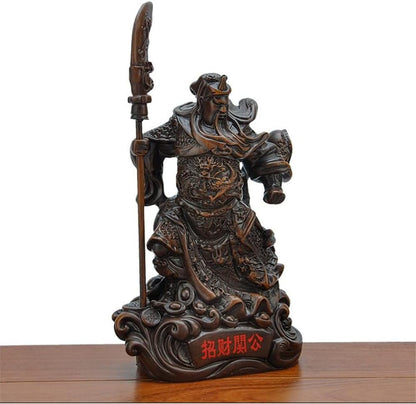 Resin Guan Yu Statue, Exquisite Guan Gong Figurine Sculpture for Home Decor and Gifts, Ornamental Warrior Art Piece