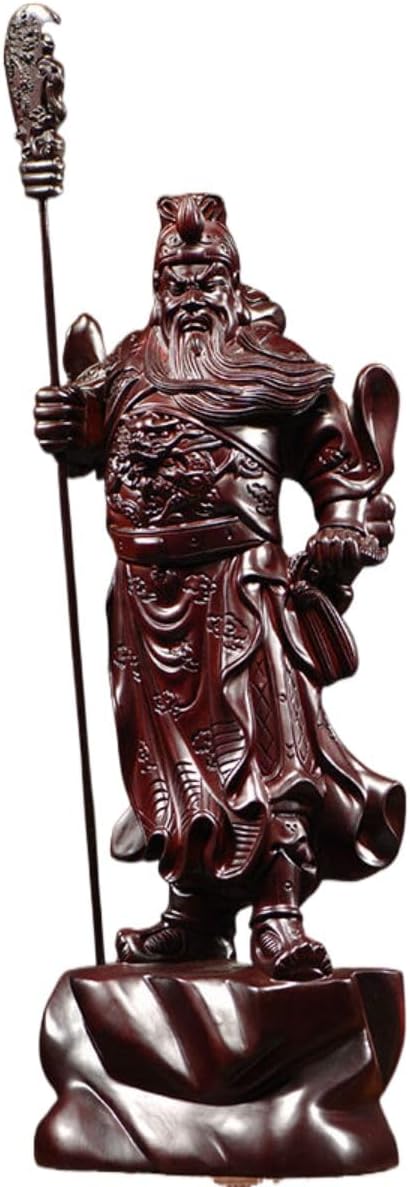 Pear blossom wood carving/花梨木雕关公摆件武财神家居招财镇宅客厅实木供奉神像开业送礼品