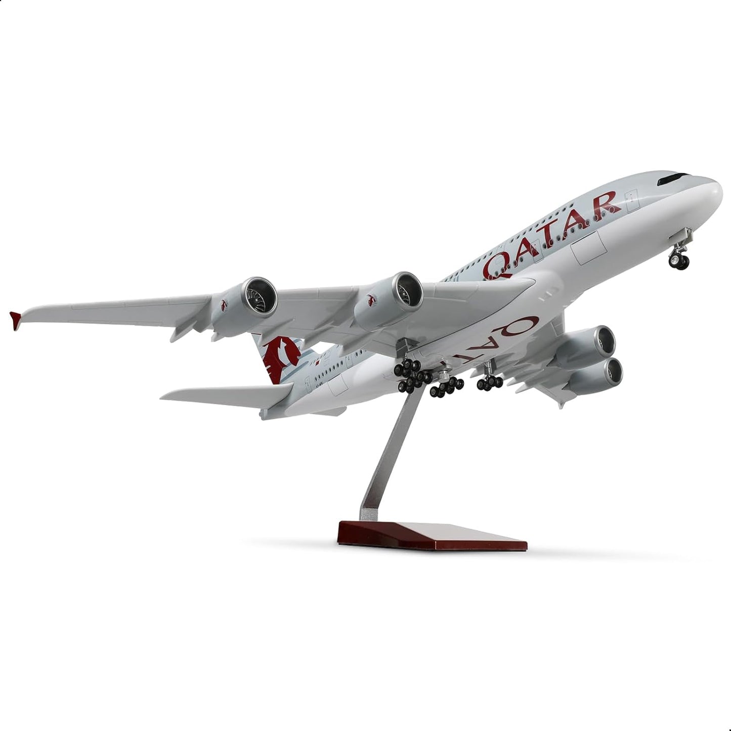 A380 Qatar 1/160 Large Scale Airplane Model - 18 inches Airbus A380 Die-cast Airplane with Stand for Aviation Enthusiasts Gifts or Decorations