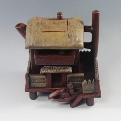 China Yixing Zisha Plain Cement Handmade House Teapot Kung Fu Teapot 270CC