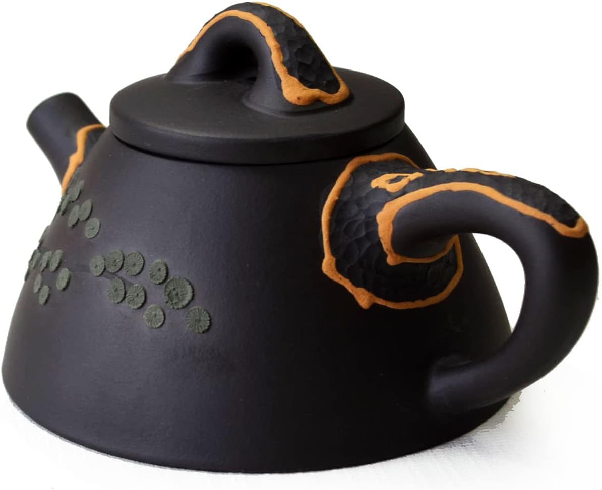 Teapot 180ml /6.2oz Chinese Yixing Clay Handmade Genuine Black Pot Infusers Tea Pine Bawang Shipiao