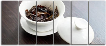 6 Panel Canvas Wall Art for Living Room Chinese porcelain gaiwan for tea ceremony or gong fu cha or kung fu Prints Pictures Paintings Poster Home Decor Framed Ready to Hang