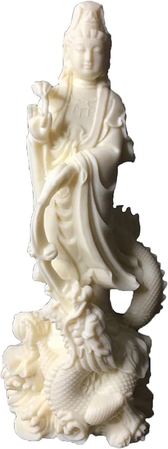 zunibo 6.69" Quan yin Statue Home Office Decor,guan yin Statue Standing on Dragon Figurines Zen Decor,Goddess of Mercy Kuan yin Statue feng Shui Decor