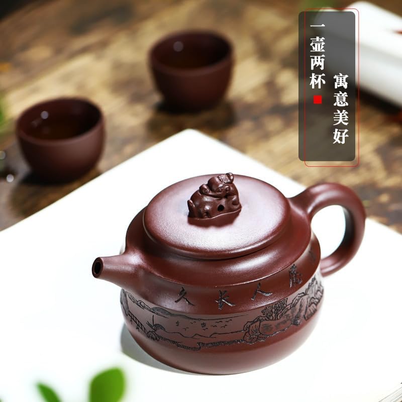 Handmade Zisha Teapot, Chinese Yixing Purple Clay Tea Pot 10.8 Oz (320cc),Chinese Kungfu Brew Infuser Loose Leaf Tea