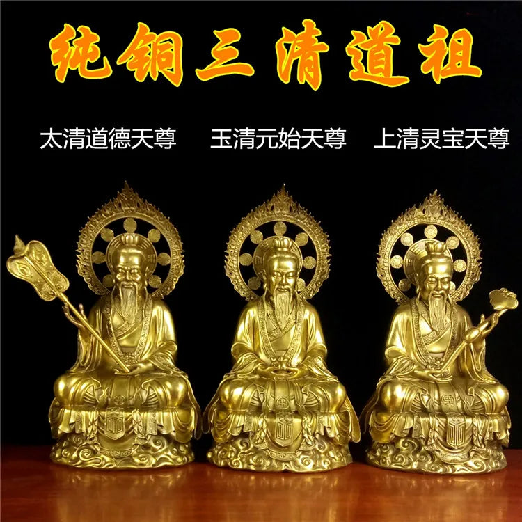 52CM A set 3PCS Taoist priest Taoism temple Hall SAN QING ZUSHI Buddha Gods statue Bronze Buddha statue of taishanglaojun