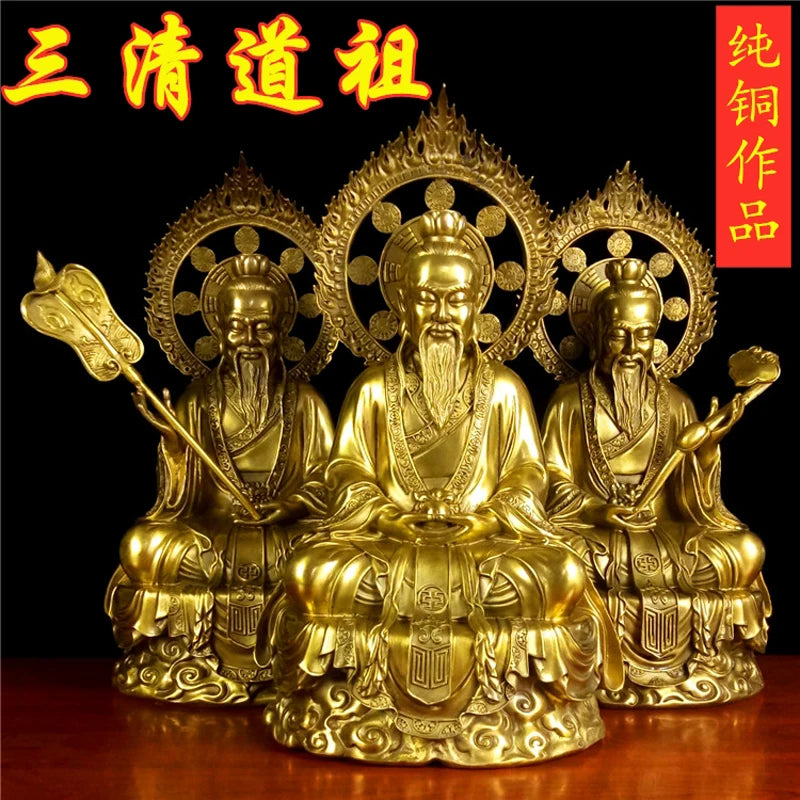 52CM A set 3PCS Taoist priest Taoism temple Hall SAN QING ZUSHI Buddha Gods statue Bronze Buddha statue of taishanglaojun