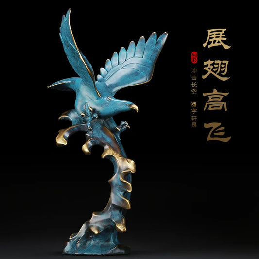 52CM large Home Company CLUB luxury high grade Good luck 3D Powerful Eagle Mascot bring wealth thriving business bronze statue