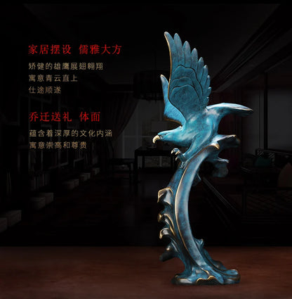 52CM large Home Company CLUB luxury high grade Good luck 3D Powerful Eagle Mascot bring wealth thriving business bronze statue