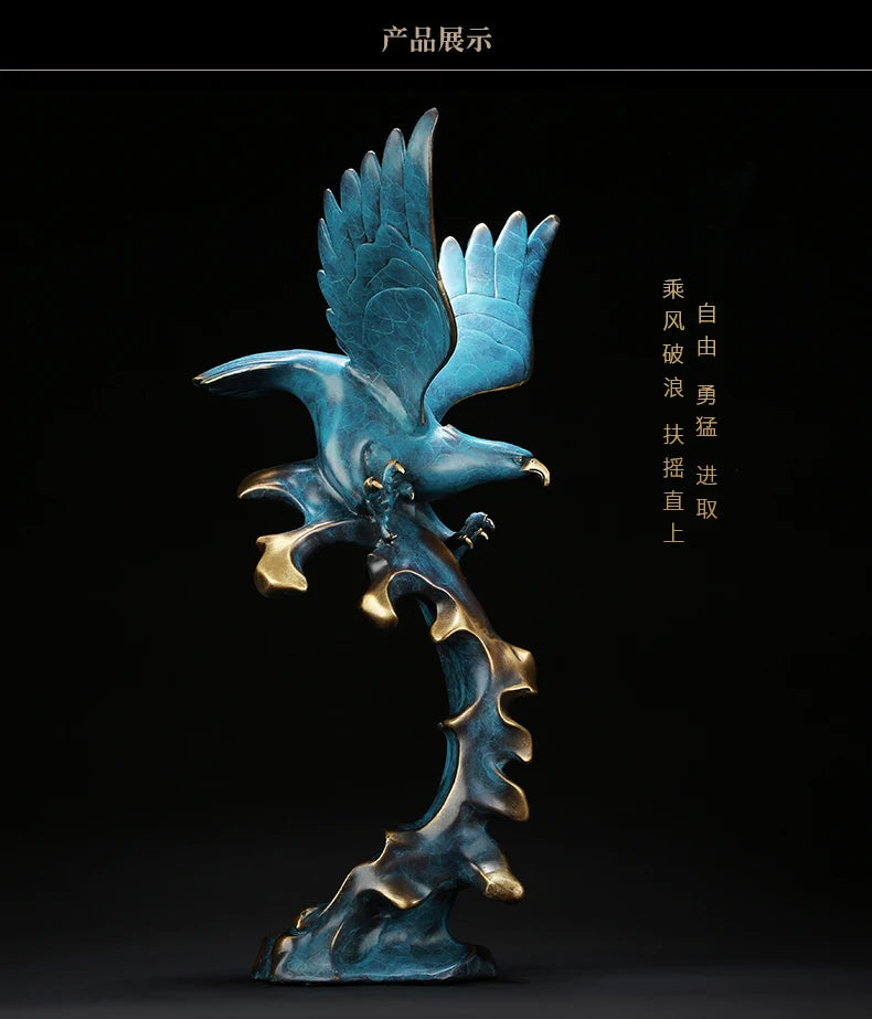 52CM large Home Company CLUB luxury high grade Good luck 3D Powerful Eagle Mascot bring wealth thriving business bronze statue