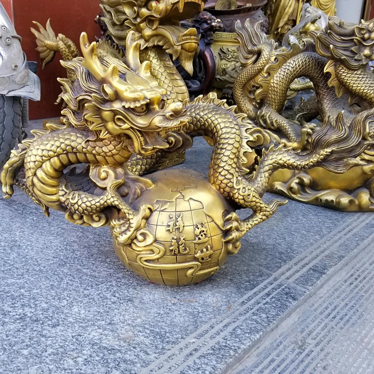 52CM large Huge HOME OFFICE Porch lobby efficacious Mascot thriving business copper Auspicious dragon FENG SHUI ART statue