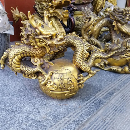 52CM large Huge HOME OFFICE Porch lobby efficacious Mascot thriving business copper Auspicious dragon FENG SHUI ART statue