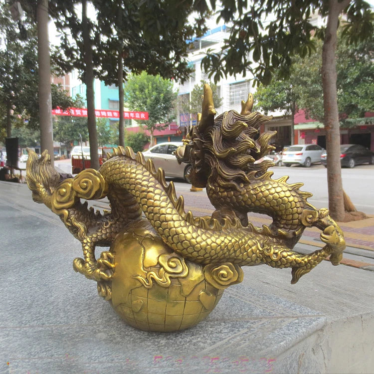 52CM large Huge HOME OFFICE Porch lobby efficacious Mascot thriving business copper Auspicious dragon FENG SHUI ART statue