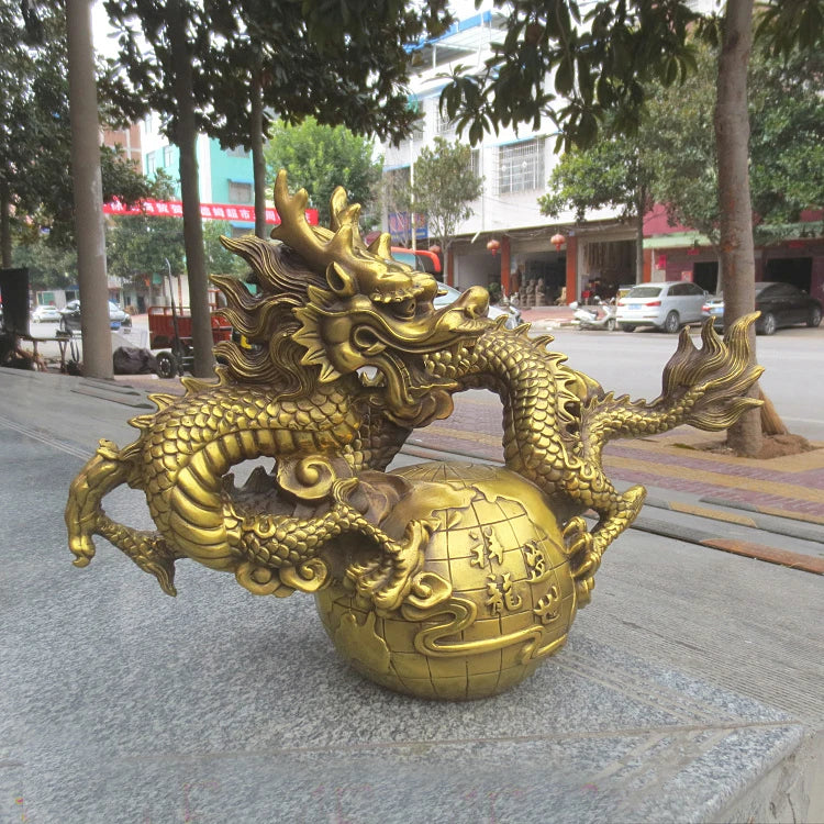 52CM large Huge HOME OFFICE Porch lobby efficacious Mascot thriving business copper Auspicious dragon FENG SHUI ART statue