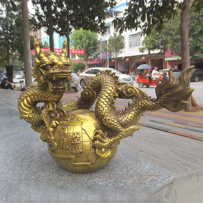 52CM large Huge HOME OFFICE Porch lobby efficacious Mascot thriving business copper Auspicious dragon FENG SHUI ART statue