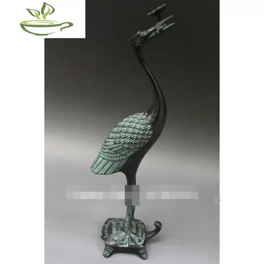 Rare CHINESE bronze Carved ' Red-crowned crane Turtle ' Statue