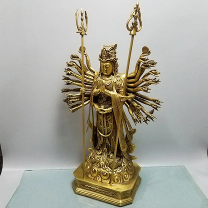 52cm large Asia Buddhism Worship Temple family home BLESS Safety Health GOOD LUCK Thousands Hands Guan yin Buddha brass talisman