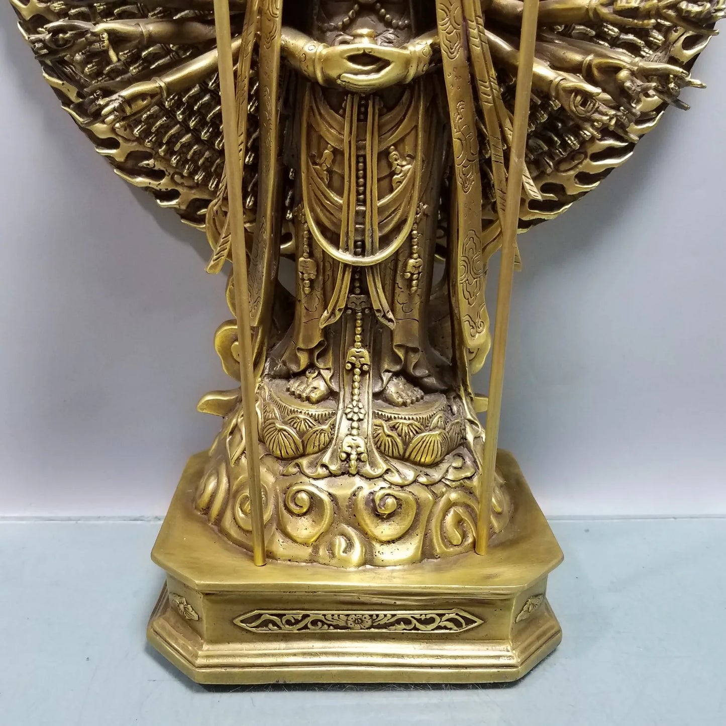 52cm large Asia Buddhism Worship Temple family home BLESS Safety Health GOOD LUCK Thousands Hands Guan yin Buddha brass talisman