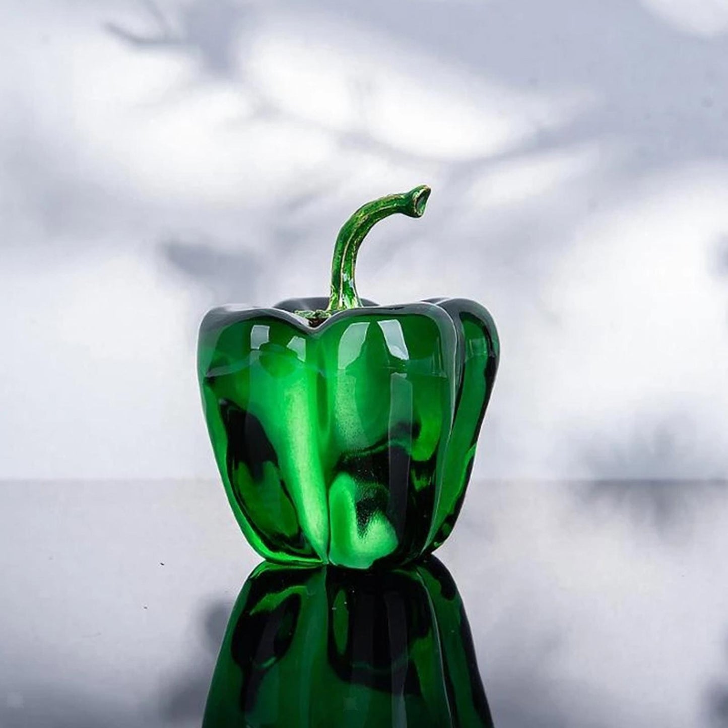 Chili Cherry Crystal Fruit Statue Sculpture Art Decor Ornament