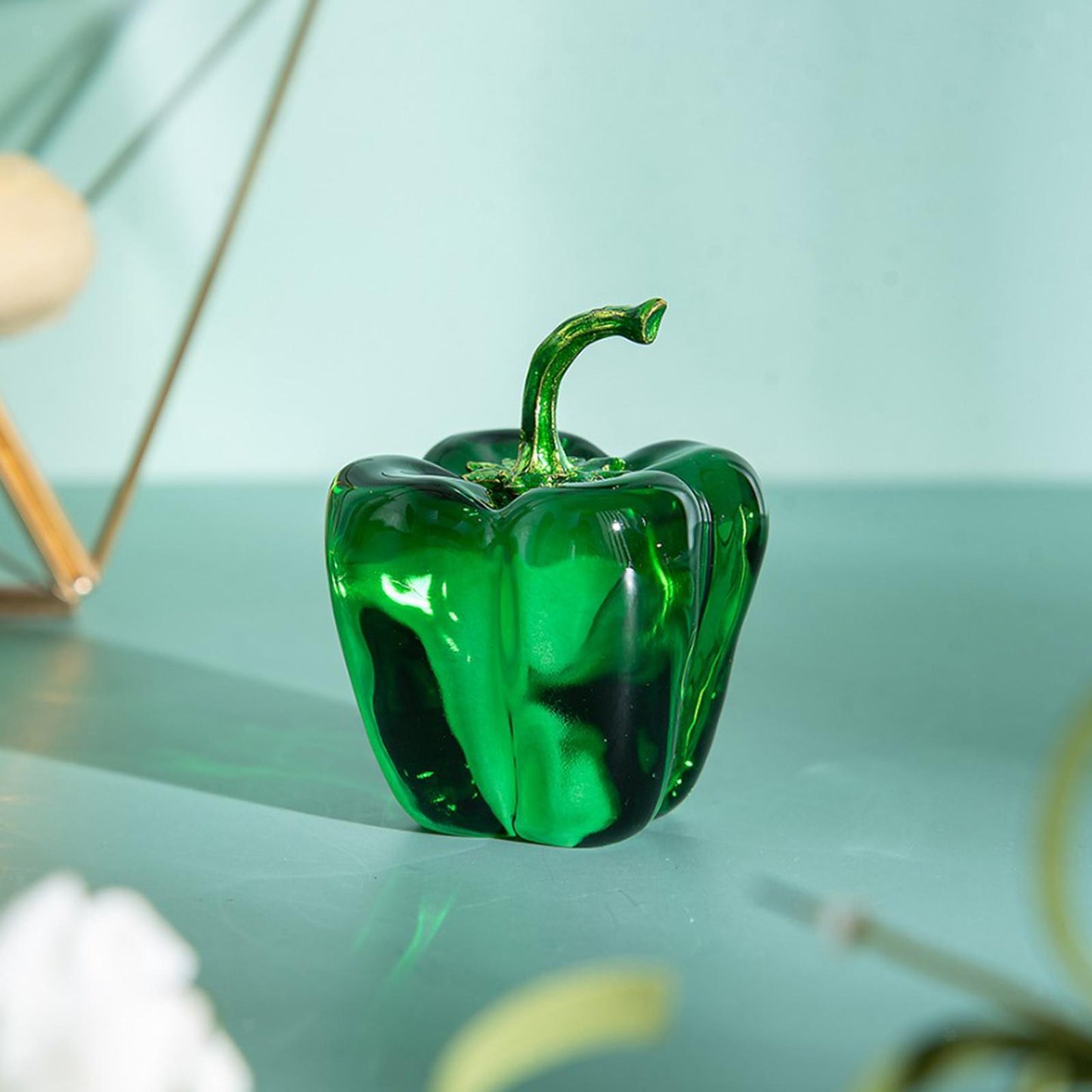 Chili Cherry Crystal Fruit Statue Sculpture Art Decor Ornament