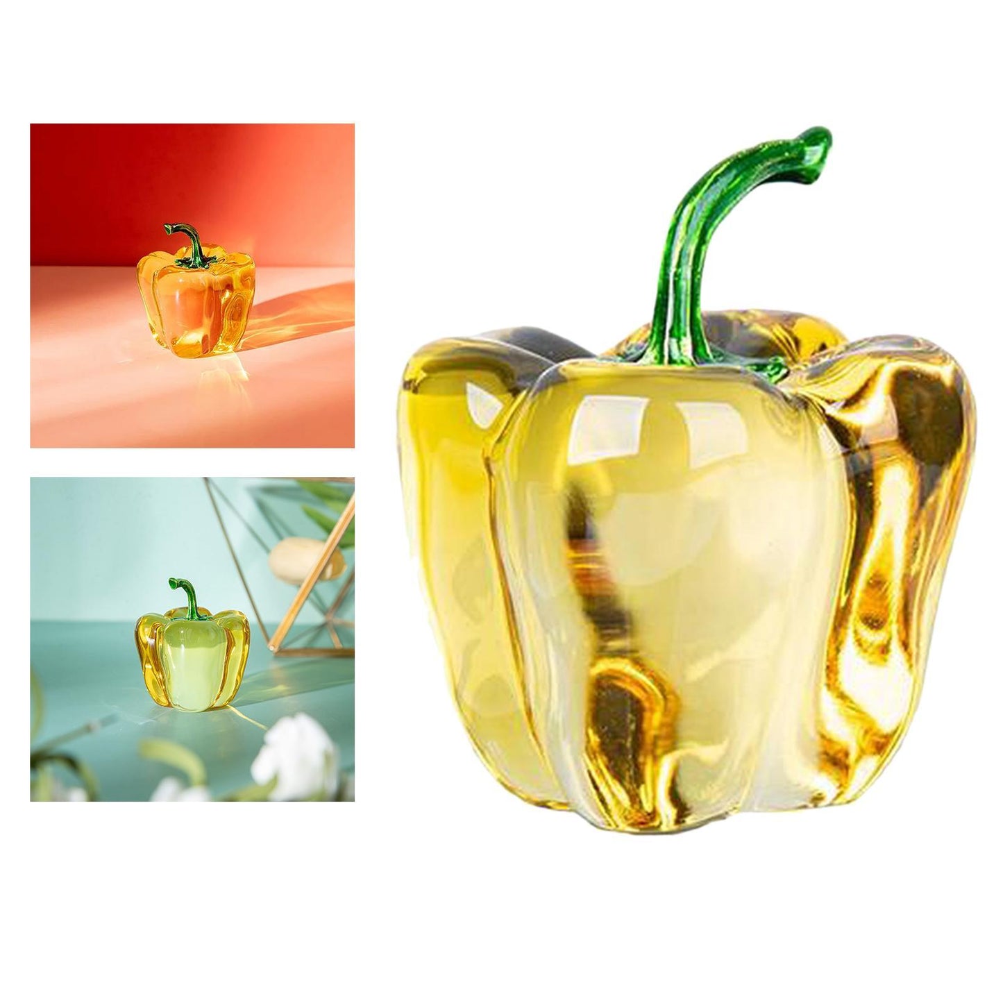 Chili Cherry Crystal Fruit Statue Sculpture Art Decor Ornament