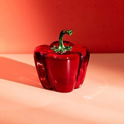 Chili Cherry Crystal Fruit Statue Sculpture Art Decor Ornament