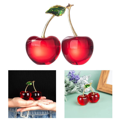 Chili Cherry Crystal Fruit Statue Sculpture Art Decor Ornament