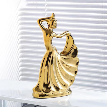 Nordic Table Statue Art Ceramic Women Dancing Sculpture Dancer Figurines Home