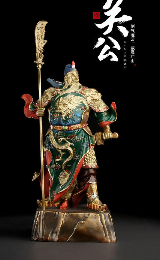 53CM 21" large # Company home Porch lobby efficacious Protection-Money Drawing fortune God GUAN GONG Guan di copper statue