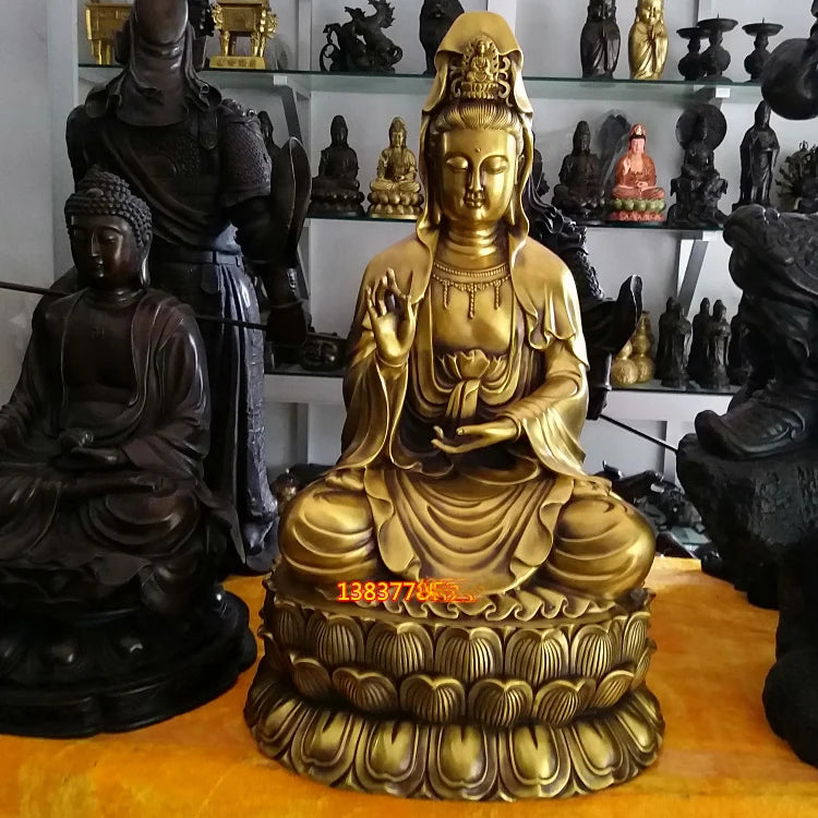 54CM large huge - Temple hall saloon home efficacious Protection-Guanyin Buddha Avalokitesvara Lotus Buddha gold copper statue