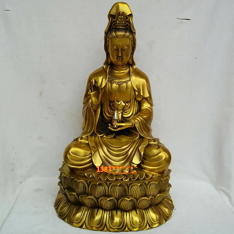 54CM large huge - Temple hall saloon home efficacious Protection-Guanyin Buddha Avalokitesvara Lotus Buddha gold copper statue