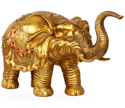 55 CM large # home office Safety business luck efficacious Talisman # Golden Thailand  Indian elephant  # Brass elephant statue