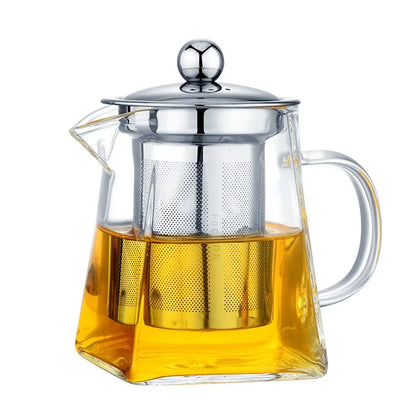 550ml Tea Infuser Heat Resistant with Stainless Steel Infuser Household Teaware Glass Teapot Clear Kettle
