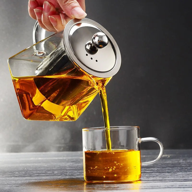 550ml Tea Infuser Heat Resistant with Stainless Steel Infuser Household Teaware Glass Teapot Clear Kettle