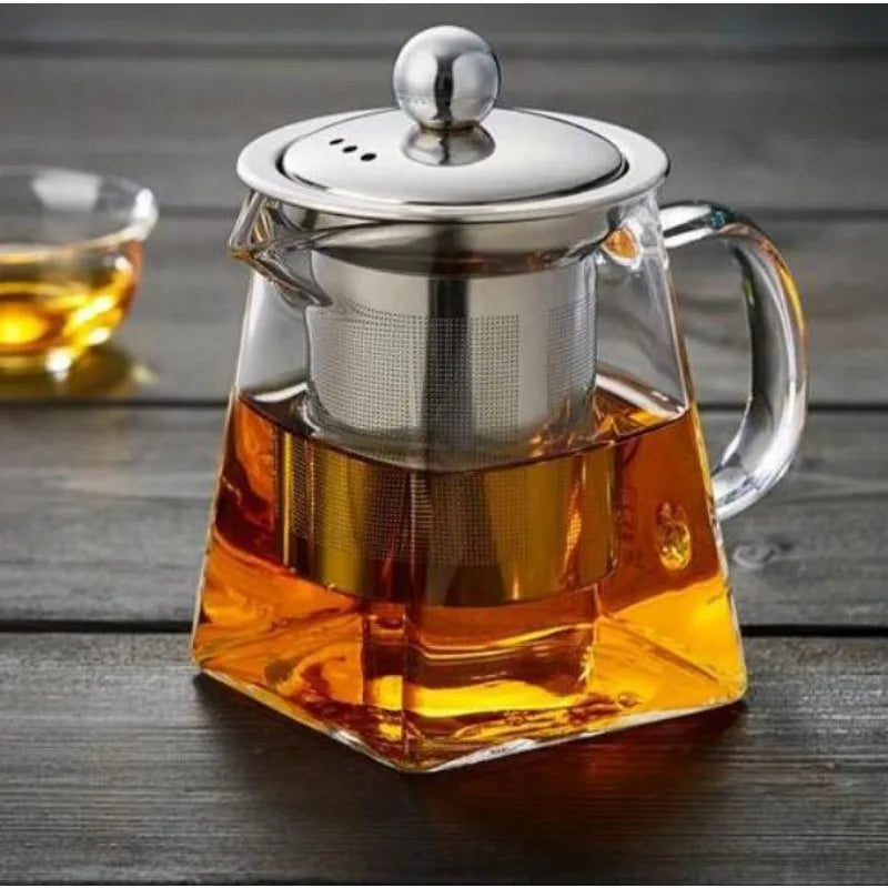 550ml Tea Infuser Heat Resistant with Stainless Steel Infuser Household Teaware Glass Teapot Clear Kettle