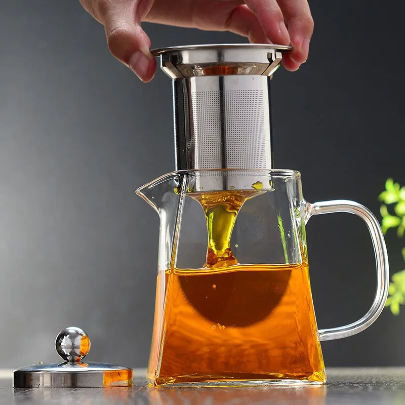 550ml Tea Infuser Heat Resistant with Stainless Steel Infuser Household Teaware Glass Teapot Clear Kettle