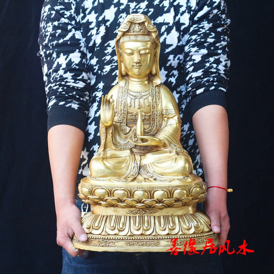 55CM Company SHOP Store home efficacious Talisman Protection-Buddhism Buddha Nanhai Guanyin KAI GUANG FENG SHUI statue