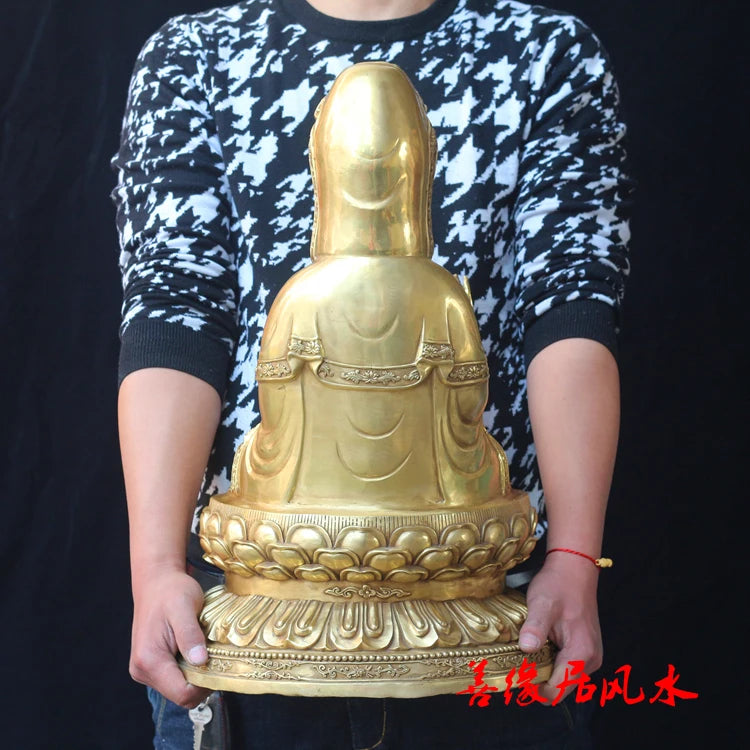 55CM Company SHOP Store home efficacious Talisman Protection-Buddhism Buddha Nanhai Guanyin KAI GUANG FENG SHUI statue