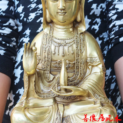 55CM Company SHOP Store home efficacious Talisman Protection-Buddhism Buddha Nanhai Guanyin KAI GUANG FENG SHUI statue