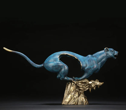 55CM LARGE - HOME OFFICE Shop lobby ART TOP COOL efficacious Mascot thriving business lightning Leopard Cheetah FENG SHUI statue