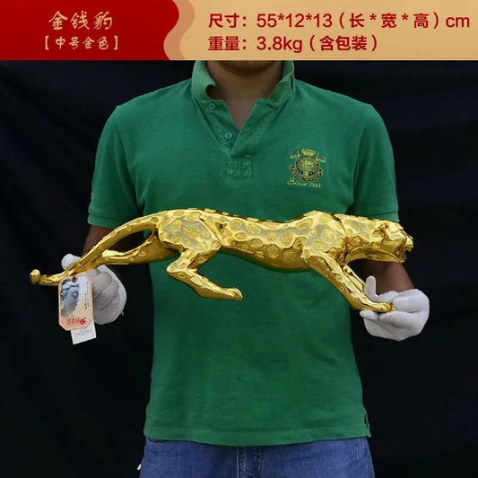 55CM Large HOME OFFICE Shop lobby TOP COOL efficacious Mascot thriving business gold Leopard Cheetah FENG SHUI statue