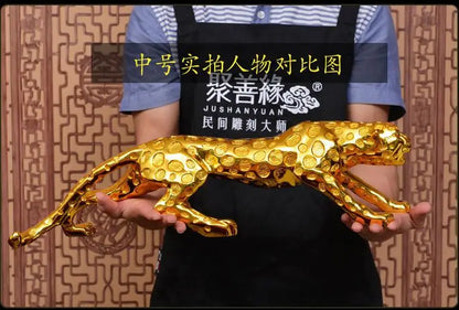 55CM Large HOME OFFICE Shop lobby TOP COOL efficacious Mascot thriving business gold Leopard Cheetah FENG SHUI statue