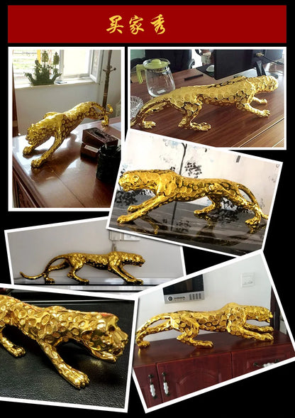 55CM Large HOME OFFICE Shop lobby TOP COOL efficacious Mascot thriving business gold Leopard Cheetah FENG SHUI statue