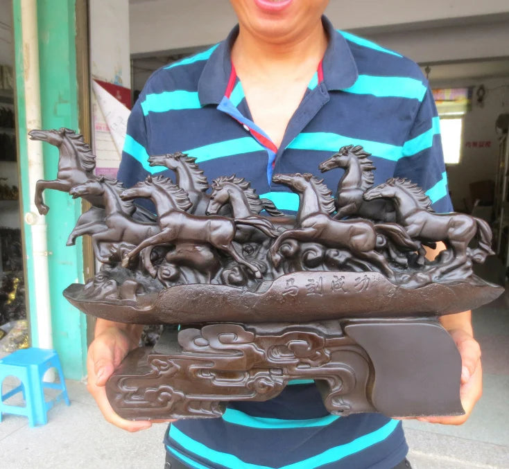 55CM Large--TOP COOL art collection-GOOD LUCK-- home office ROOM Decor -8 Fine horses ART bronze statue sculpture Decoration