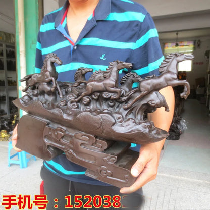 55CM Large--TOP COOL art collection-GOOD LUCK-- home office ROOM Decor -8 Fine horses ART bronze statue sculpture Decoration